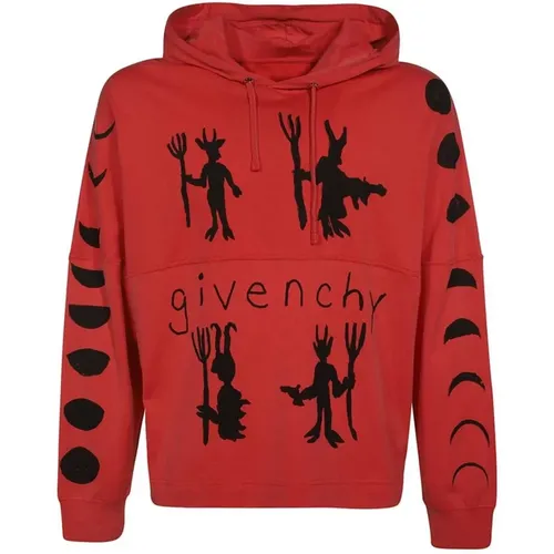 Roter Baumwoll-Sweatshirt mit Kapuze , Herren, Größe: S - Givenchy - Modalova