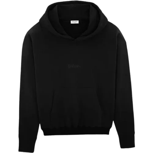 Logo-bestickte Baumwollkapuzenpullover - Saint Laurent - Modalova