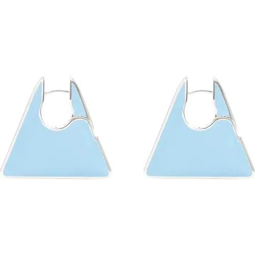 Blaue Dreieckige Hoop Ohrringe mit Logo , Damen, Größe: ONE Size - Bottega Veneta - Modalova