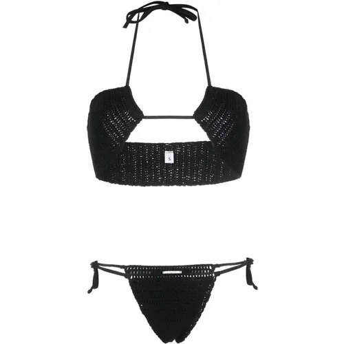 Schwarzes Häkel-Bikini-Set , Damen, Größe: L - Matinée - Modalova