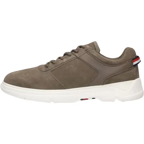 Grüne Wildleder Low-Top Sneakers , Herren, Größe: 40 EU - Tommy Hilfiger - Modalova