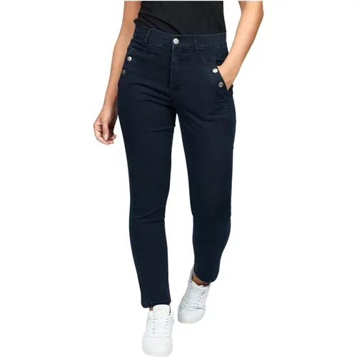Dark Denim Regular Fit Pants with High Waist , female, Sizes: XL, 2XL, S, L, M, XS, 3XL - 2-Biz - Modalova