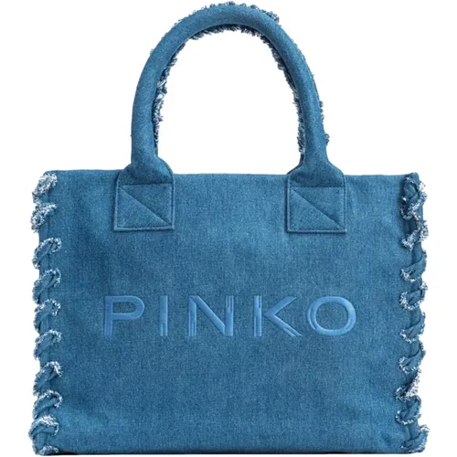 Denim Beach Shopper Bag , female, Sizes: ONE SIZE - pinko - Modalova