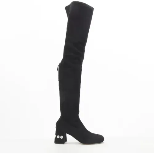 Pre-owned Suede boots , female, Sizes: 4 UK - Miu Miu Pre-owned - Modalova