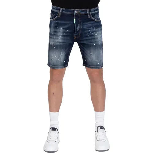 Blaue Skinny Kurze Jeans mit Neon-Details , Herren, Größe: W29 - My Brand - Modalova