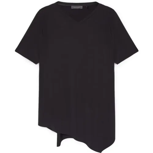 Asymmetrisches Jersey-T-Shirt , Damen, Größe: M - Elena Mirò - Modalova