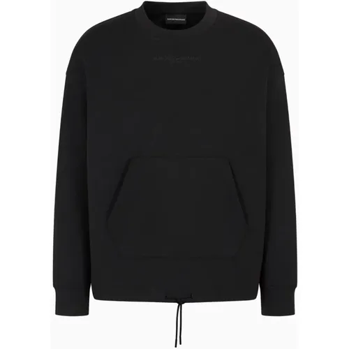 Schwarzer Sweatshirt Erhöhe Stil Lässige Bequeme Passform , Herren, Größe: L - Armani Exchange - Modalova