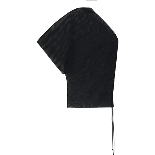 Schwarzes Top mit Einem Ärmel und Metall-Detail , Damen, Größe: S - Fisico - Modalova