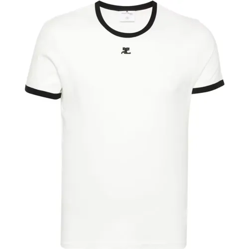 Weiße Baumwoll-Jersey-T-Shirt mit Logo , Herren, Größe: 2XL - Courrèges - Modalova