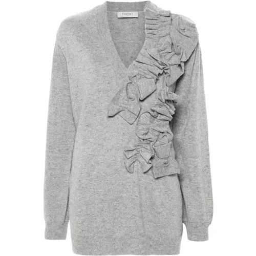 Floral Appliqué V-Neck Sweater , female, Sizes: S - Twinset - Modalova