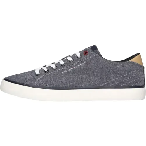 Niedrige Chambray Sneakers für Herren , Herren, Größe: 41 EU - Tommy Hilfiger - Modalova