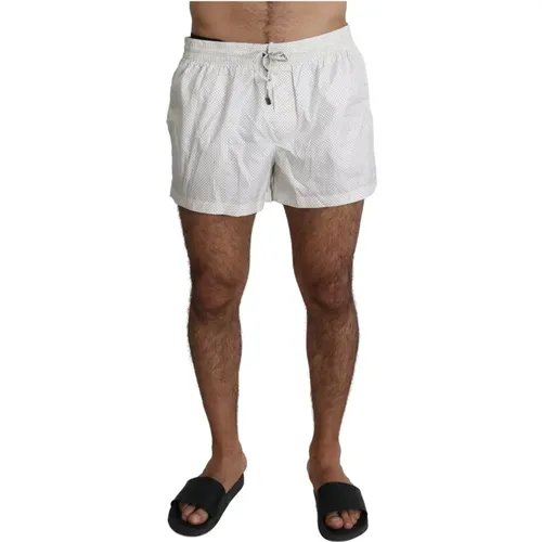 Weiße Polka Beachwear Shorts , Herren, Größe: XL - Dolce & Gabbana - Modalova