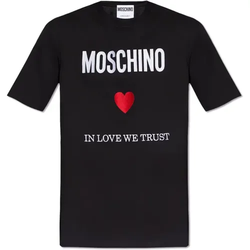 T-shirt with logo , male, Sizes: XL, L, 2XL, M, S - Moschino - Modalova