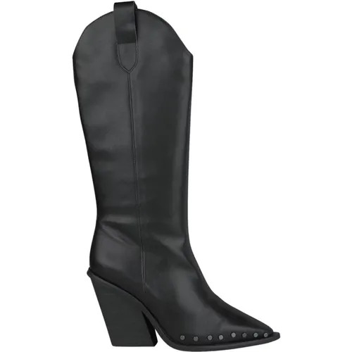 Studded Leather Pointed Toe Boots , female, Sizes: 4 UK, 9 UK, 5 UK, 3 UK - Alma en Pena - Modalova