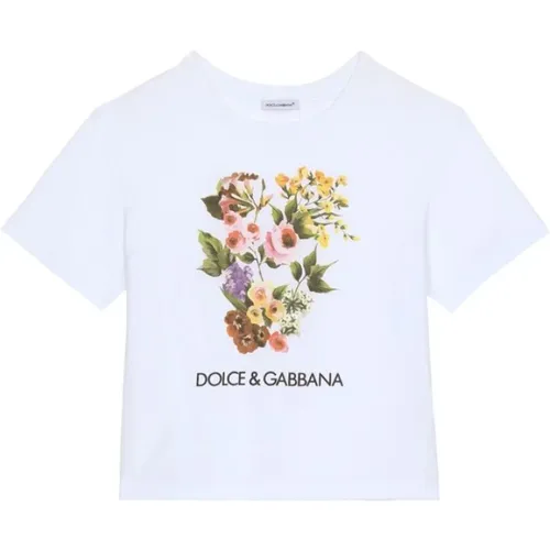 Blumenmuster Logo T-Shirt - Dolce & Gabbana - Modalova