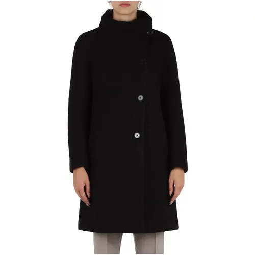 Bouclè Coat with Asymmetrical Closure , female, Sizes: XS, L - Emporio Armani - Modalova