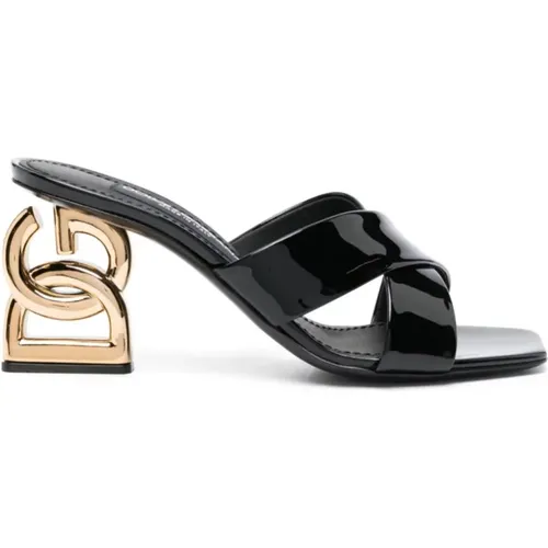 Heeled Mules with Gold-Plated Carbon Heel , female, Sizes: 3 UK - Dolce & Gabbana - Modalova