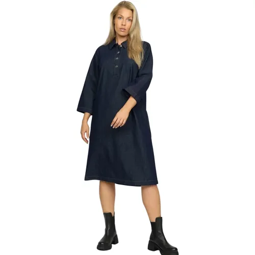 Denim Dress with ¾ Sleeves , female, Sizes: M, S - 2-Biz - Modalova