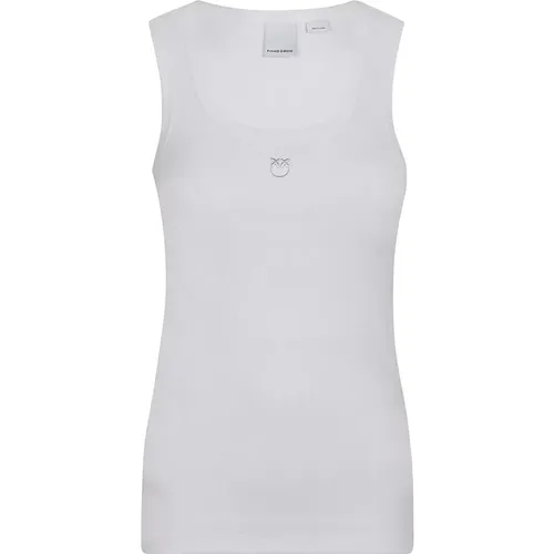 Geripptes Tanktop Taschenrechner Stil , Damen, Größe: M - pinko - Modalova