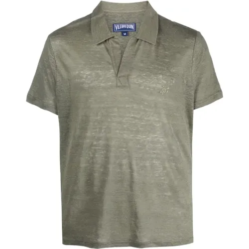 Pyramid& buttonless linen polo shirt , male, Sizes: 2XL - Vilebrequin - Modalova