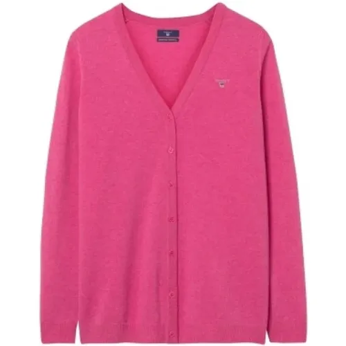 Fine V-neck Cardigan in Lamb's Wool , female, Sizes: XS, S - Gant - Modalova