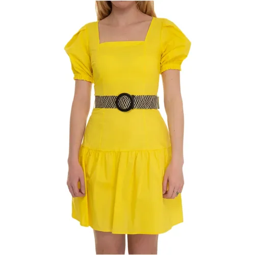 Mini Kleid mit Puffärmeln und Gürtel , Damen, Größe: XL - Liu Jo - Modalova