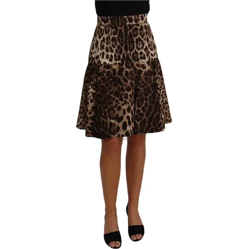 Wunderschöner Leopard Print A-Linien Rock , Damen, Größe: XS - Dolce & Gabbana - Modalova