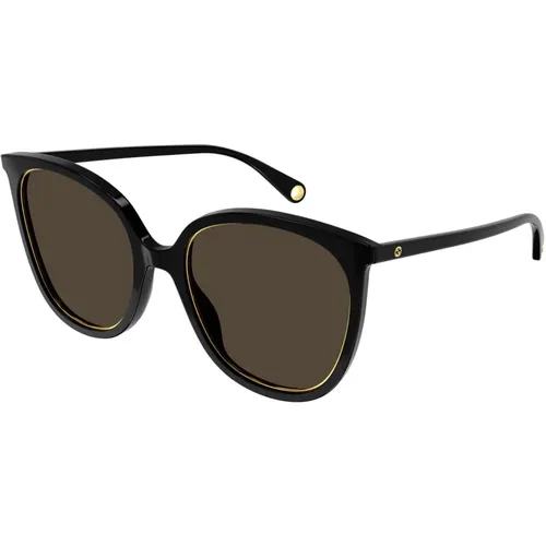 Schwarze Braune Sonnenbrille Gg1076S 002 , Damen, Größe: 56 MM - Gucci - Modalova
