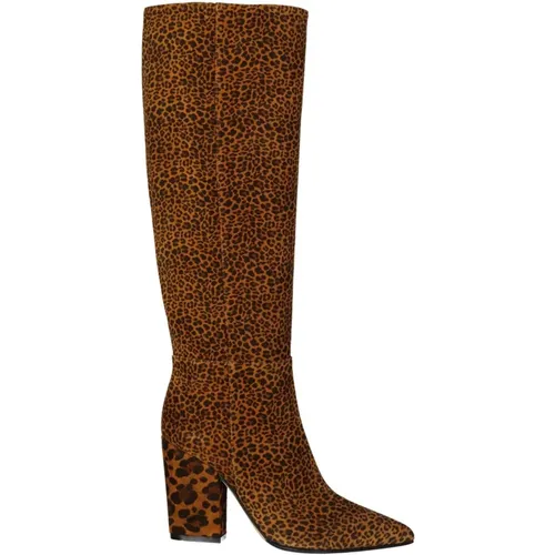 Leopardenmuster-Lederstiefel, Absatz 9cm - Sergio Rossi - Modalova