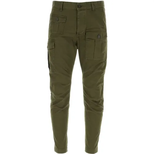 Slim-fit Trousers,Grüne Hose mit Knopfverschluss - Dsquared2 - Modalova