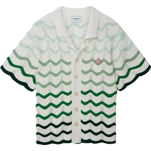 Gradient Wave Texture Shirt , male, Sizes: L, M, S, XL - Casablanca - Modalova