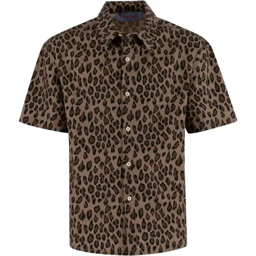 Leopardenmuster Kurzarmhemd , Herren, Größe: L - Bluemarble - Modalova