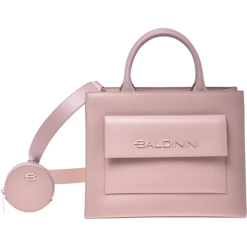 Handbag with purse in nude saffiano leather , female, Sizes: ONE SIZE - Baldinini - Modalova