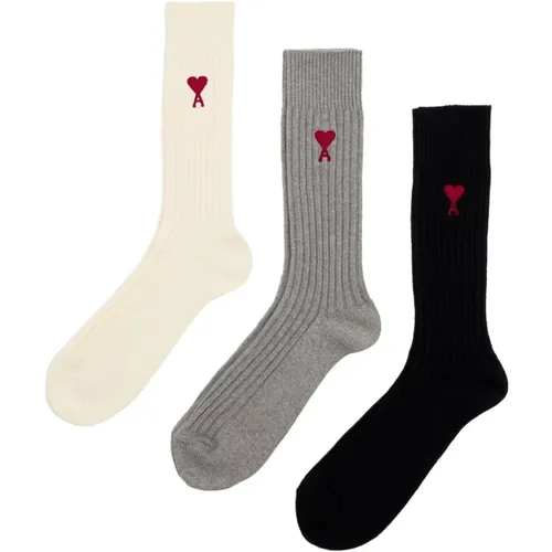 Heart Friend Socks Pack , male, Sizes: M - Ami Paris - Modalova