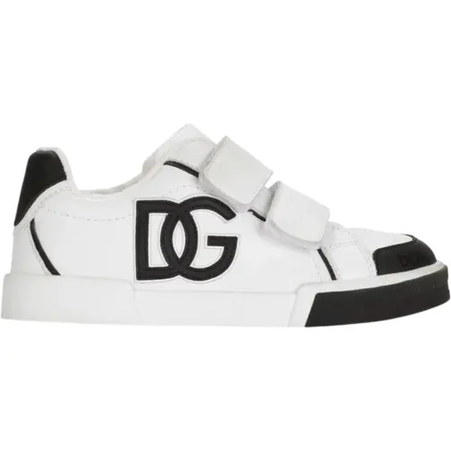 Weiße flache Schuhe mit Logo-Detail - Dolce & Gabbana - Modalova
