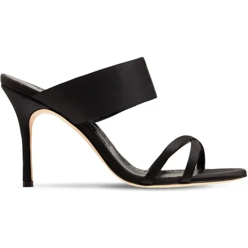 Satin Sandals with 9cm Heel , female, Sizes: 3 1/2 UK - Manolo Blahnik - Modalova