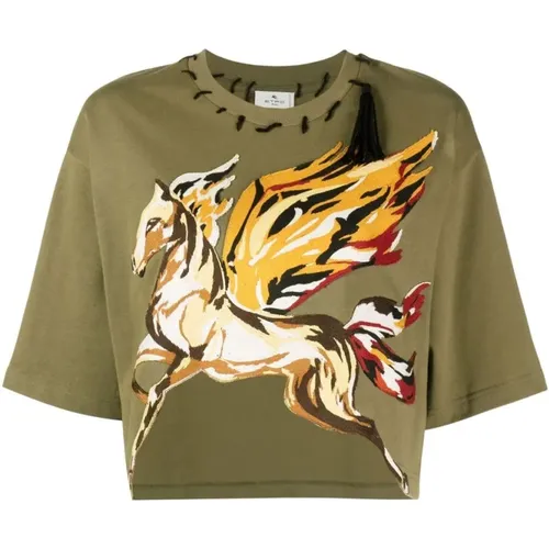 Pegaso Patch T-Shirt , female, Sizes: XS, S - ETRO - Modalova