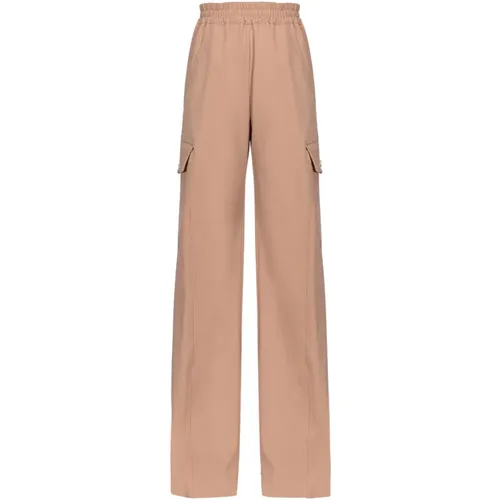 Flowing Wide-Leg Cargo Trousers , female, Sizes: M - pinko - Modalova