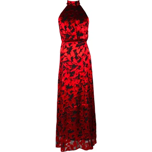 Rotes Seidenmaxikleid mit Blumenmotiven , Damen, Größe: S - Gestuz - Modalova