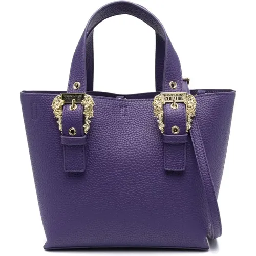 Lila Eco-Lederhandtasche mit Goldschnalle - Versace Jeans Couture - Modalova