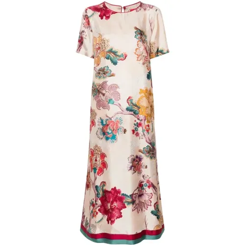 Floral Print Silk Dress , female, Sizes: L, S, XS, M - F.r.s For Restless Sleepers - Modalova