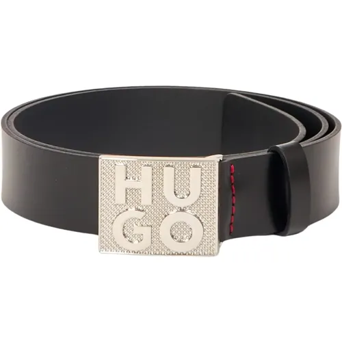 Italian Leather Belt With Logo Buckle , male, Sizes: 105 CM, 90 CM, 100 CM, 95 CM, 115 CM, 110 CM - Hugo Boss - Modalova