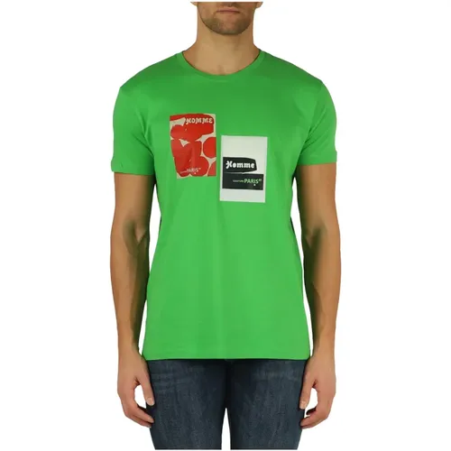 Cotton Logo Print T-shirt , male, Sizes: M, XL, 2XL - Daniele Alessandrini - Modalova