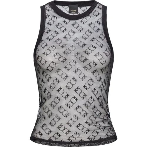 Spitzenlogo Monogramm ärmelloses Top , Damen, Größe: M - pinko - Modalova