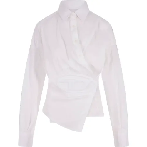 Wrap-Around Shirt with Oval D Motif , female, Sizes: L, XL - Diesel - Modalova