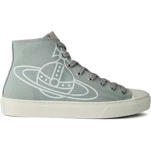 Pearl Grey High-Top Sneakers Logo , male, Sizes: 9 UK, 8 UK, 10 UK - Vivienne Westwood - Modalova