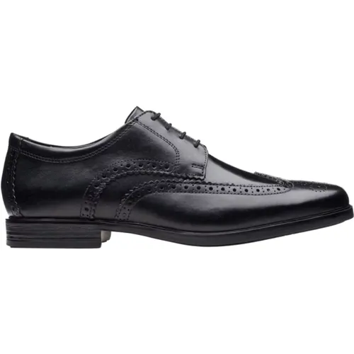 Schwarze Leder Brogue Schuhe , Herren, Größe: 40 EU - Clarks - Modalova