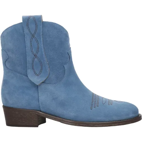 Wildleder Stiefeletten Klar Blau , Damen, Größe: 36 EU - Via Roma 15 - Modalova