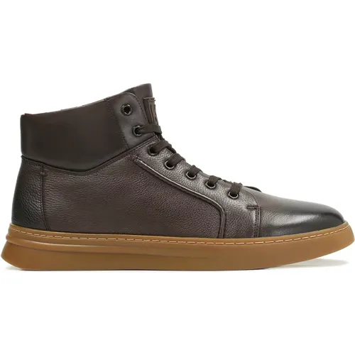 Braune Leder High-Top Sneakers , Herren, Größe: 41 EU - Kazar - Modalova