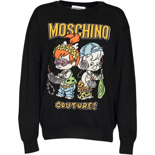 Pebbles und Bam Bam Jacquard Pullover , Damen, Größe: XS - Moschino - Modalova